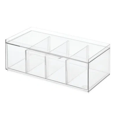 Idesign Crisp Bpa-free Plastic Stackable Tea Packet Storage Organizer Drawer With Lid, - 12.59" X 6.23" X 4.