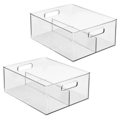 Idesign Divided Pantry Bin With Handles For Pantry, Refrigerator, Freezer In Transparent