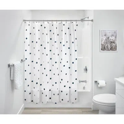 Idesign Dots Waterproof Peva Shower Curtain With 12 Metal Grommets - 72" X 72" – Black/frost In Black;white