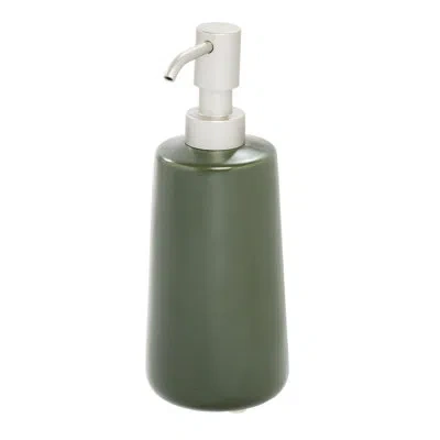 Idesign Eco Vanity Ceramic Earth Collection Refillable Tall Soap Dispenser, Moss