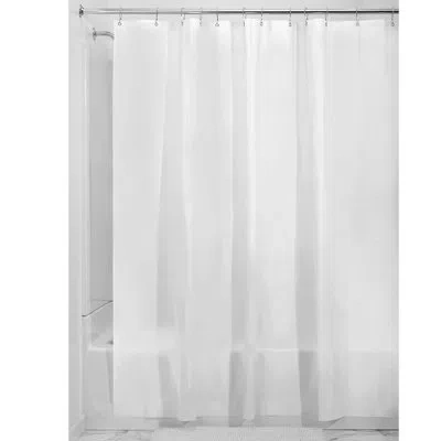 Idesign Eva Vinyl Solid Color Single Shower Curtain + Hooks