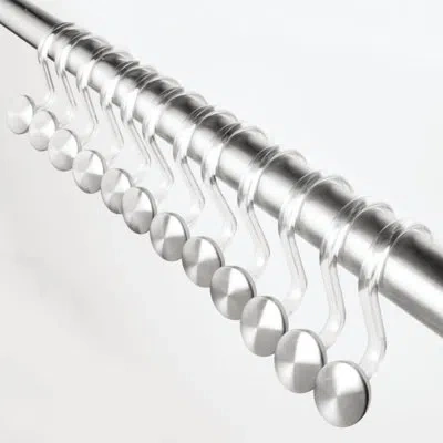 Idesign Forma Mini Shower Curtain Hooks - Set Of 12, Brushed Stainless In Clear And Brushed