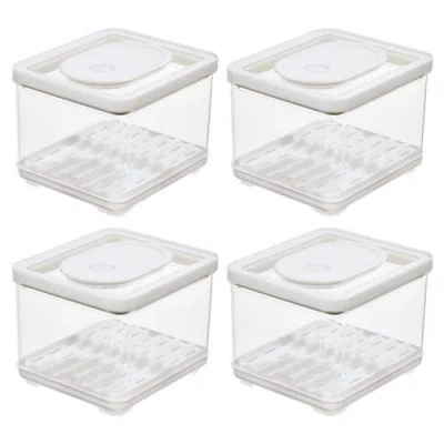 Idesign Fridge Produce Bin With Drainage Tray And Lid In Transparent