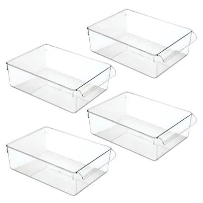 Idesign Fridge Storage Bin With Handle - Fridge Tray For Snacks, Meats, And Cheeses In Transparent