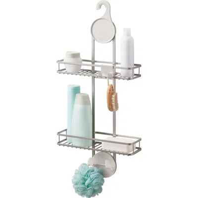 Idesign Hanging Shower Caddy With Accessory Hooks In Gray