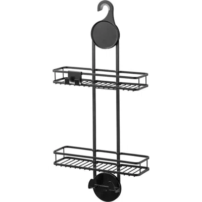 Idesign Hanging Shower Caddy With Accessory Hooks In Black