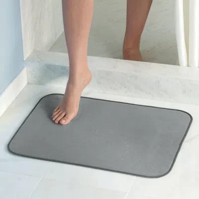 Idesign Idry Rectangle Non-slip Bath Rug In Pewter