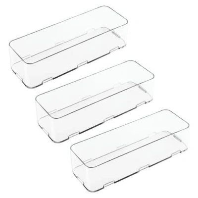 Idesign Interlocking Makeup Drawer Organizer, Clear Plastic Bins For Bathroom Vanity, Dresser, Or De In Transparent