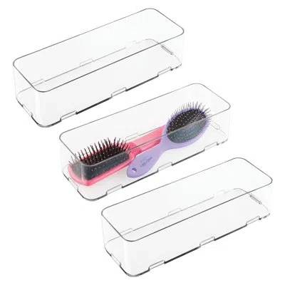 Idesign Interlocking Plastic Drawer Organizer - Storage And Organization For Kitchen, Bathroom, And Desk Dra In Clear