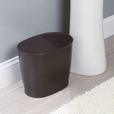 Idesign Kent Oval Waste Can, Trash Can For Bathroom, Bedroom, Office In Dark Gray