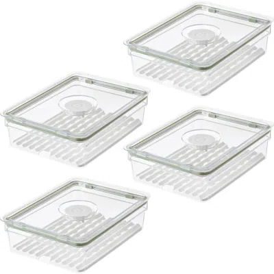 Idesign Large Fridge Produce Bin With Drainage Tray In Transparent