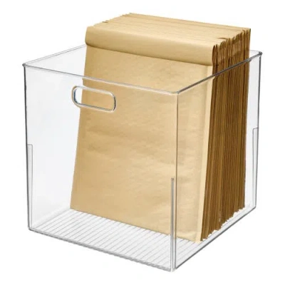 Idesign Large Linus Clear Plastic Storage Bin With Handles In Transparent