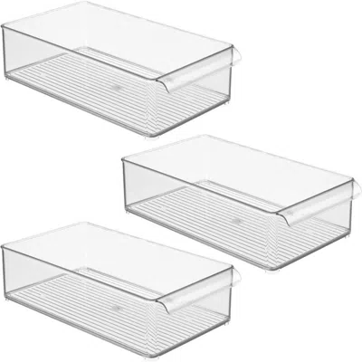 Idesign Large Stackable Fridge Or Freezer Bin With Front Handle In Transparent