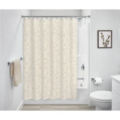 Idesign Leaves Shower Curtain In White;gray;yellow