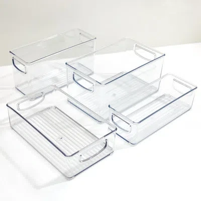 Idesign Linus 4-piece 50% Recycled Plastic Organizer Bin Set, Clear