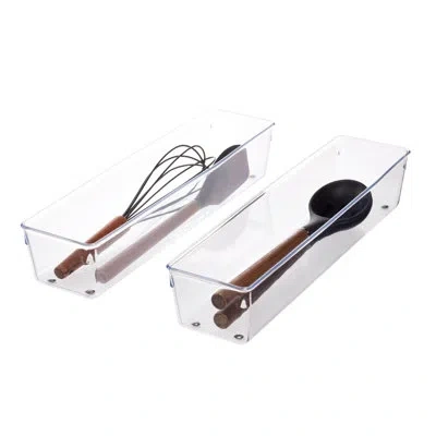 Idesign Linus Kitchen Drawer Organizer, 4" X 16" X 3", 2 Pack, Clear