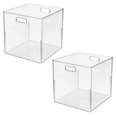 Idesign Linus Large Cube Storage Bin With Handles, Set Of 2, Clear In White