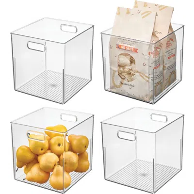 Idesign Linus Small Cube Storage Bin With Handles, Set Of 4, Clear In Transparent