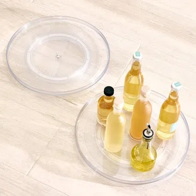 Idesign Linus Turntable Kitchen Organizer, Pantry Or Countertop Organization, 14 Inches - Clear In White;clear