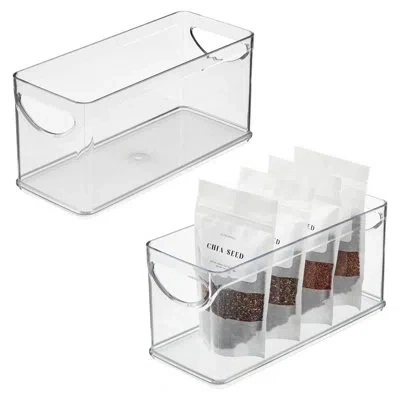 Idesign Narrow Pantry Organizer Bins With Handles - Storage Bin For Cabinets Or Fridge- Set Of 2 - Clear
