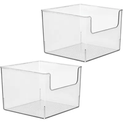 Idesign Open-front Storage Bin For Kitchen, Pantry, Bathroom, Office, Set Of 2, Clear, Made In Transparent
