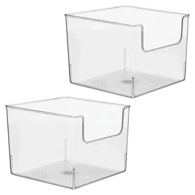 Idesign Open-front Storage Bin For Kitchen, Pantry, Bathroom, Office, Set Of 2, Clear In Transparent
