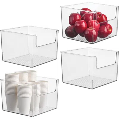 Idesign Open-front Storage Bin For Kitchen, Pantry, Bathroom, Office, Set Of 4, Clear, Made In Transparent