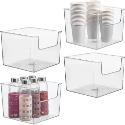 Idesign Open-front Storage Bin For Kitchen, Pantry, Bathroom, Office, Set Of 4, Clear, Made In Transparent