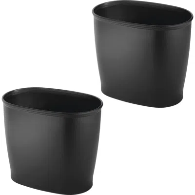 Idesign Oval 2.1 Gallon / 8 Liter Plastic Trash Can, 2-pack, Black, Made