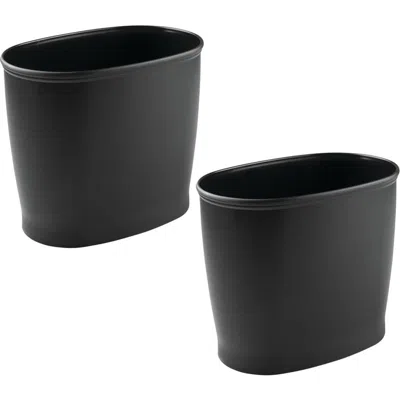 Idesign Oval 2.1 Gallon / 8 Liter Plastic Trash Can, 2-pack, Black, Made