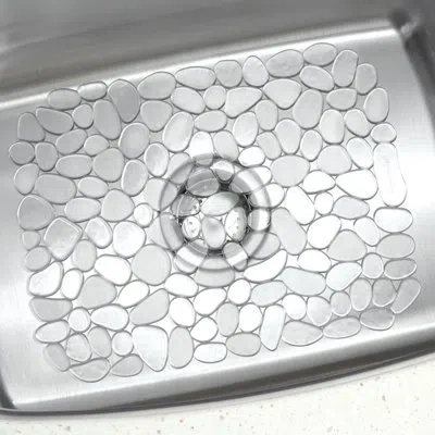 Idesign Pebblz Plastic Sink Protector Mat In Clear