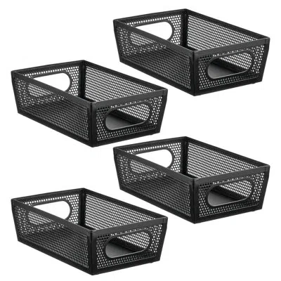 Idesign Perforated Metal Storage Bin With Handles For Kitchen And Pantry - Set Of 4 In Black