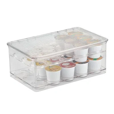 Idesign Plastic 2-tier Coffee Pod Organizer With Lid, The Linus Collection - 7.25" X 10.75" X 4.25", Clear