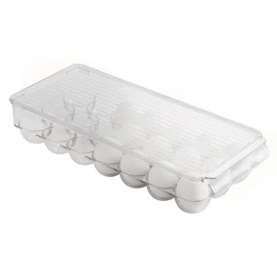 Idesign Plastic Egg Holder Fridge Organizer With Front Handle - 14.57" X 6.25" X 3", Clear