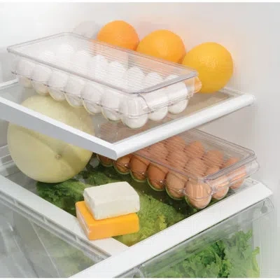 Idesign Plastic Egg Holder - Holds 21 Eggs - Set Of 2 - Clear