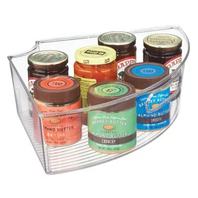Idesign Plastic Lazy Susan Storage Basket 1/4 Wedge With Handle 16.3" X 10.8" X 4.0", Clear