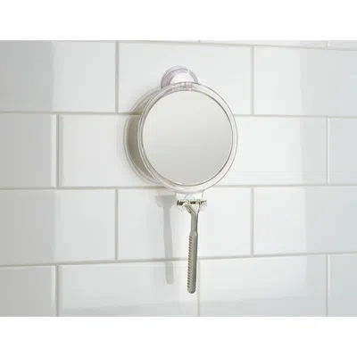 Idesign Plastic Power Lock Suction Shower Shaving Mirror, 6" X 2" X 7", Clear
