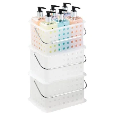 Idesign Plastic Shower Basket With Handle - Portable Shower Caddy For Bathroom Or College Dorm In Clear Frost