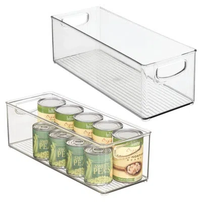 Idesign Plastic Stackable Pantry Bin - Storage Bin With Handles For Cabinets Or Fridge - Set Of 2 - Clear In Transparent