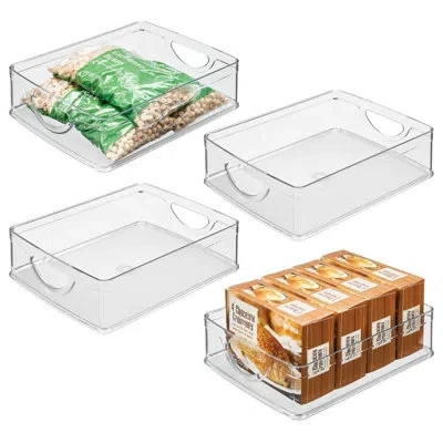 Idesign Plastic Stackable Pantry Bin - Storage Bin With Handles For Cabinets Or Fridge - Set Of 4 - Clear