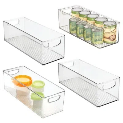 Idesign Plastic Stackable Pantry Bin - Storage Bin With Handles For Cabinets Or Fridge - Set Of 4 - Clear In White