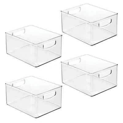 Idesign Plastic Stackable Pantry Bin With Handles - Set Of 4 - Clear
