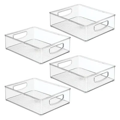 Idesign Plastic Stackable Pantry Bin With Handles - Set Of 4 - Clear