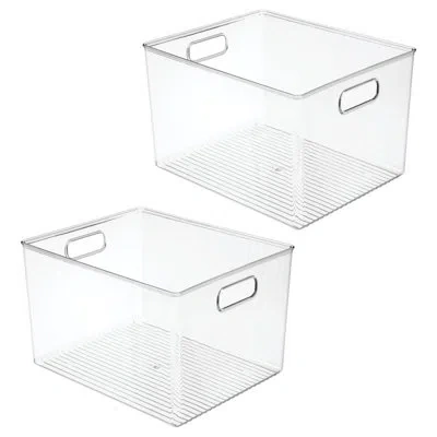 Idesign Plastic Storage Bins With Handles For Household Storage And Organization - Ideal For Kitchen, Bathro In Clear