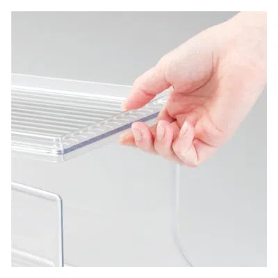 Idesign Recycled Plastic Beverage Fridge Organizer Bin With Lid Clear