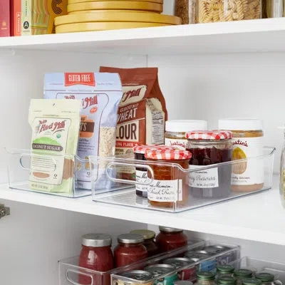 Idesign Recycled Plastic Pantry Storage Organizer Bin With Handles, Set Of 2, Clear Bins