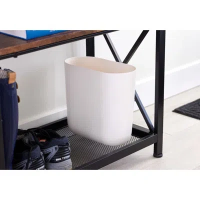 Idesign Recycled Plastic Slim Oval Waste Basket, The Cade Collection In White