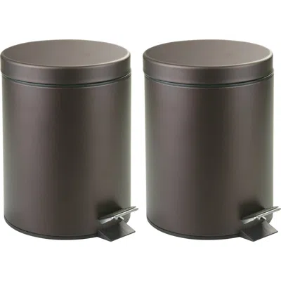 Idesign Round 1.3 Gallon Steel Step Trash Can In Brown