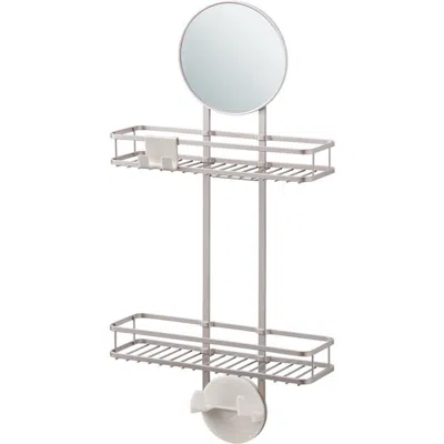 Idesign Self-adhesive Shower Caddy With Mirror & Hooks In Pink