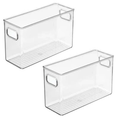 Idesign Set Of 2 Pantry Storage Bins With Handles In Transparent